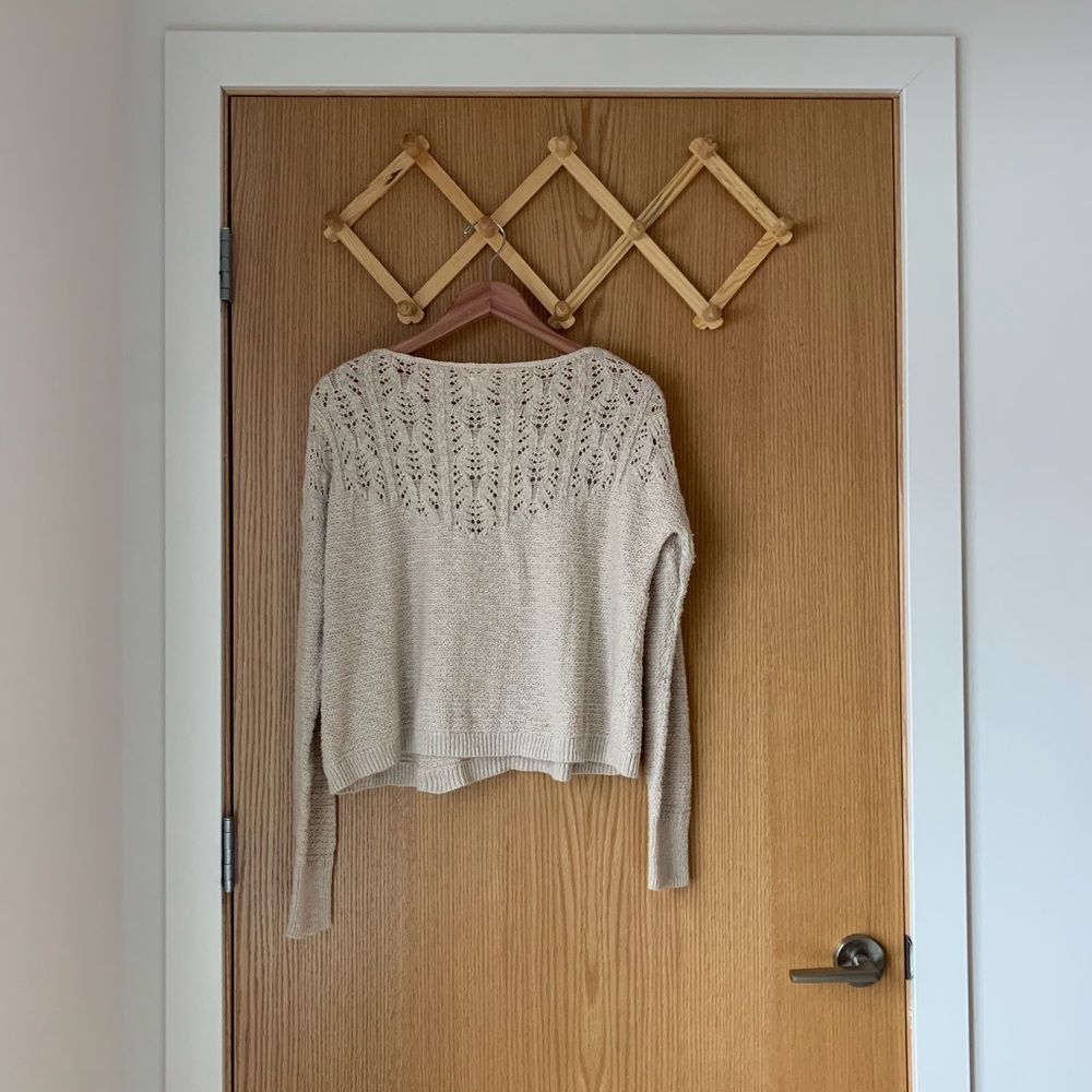 Cream Crochet Top Sweater - Picture 2 of 8